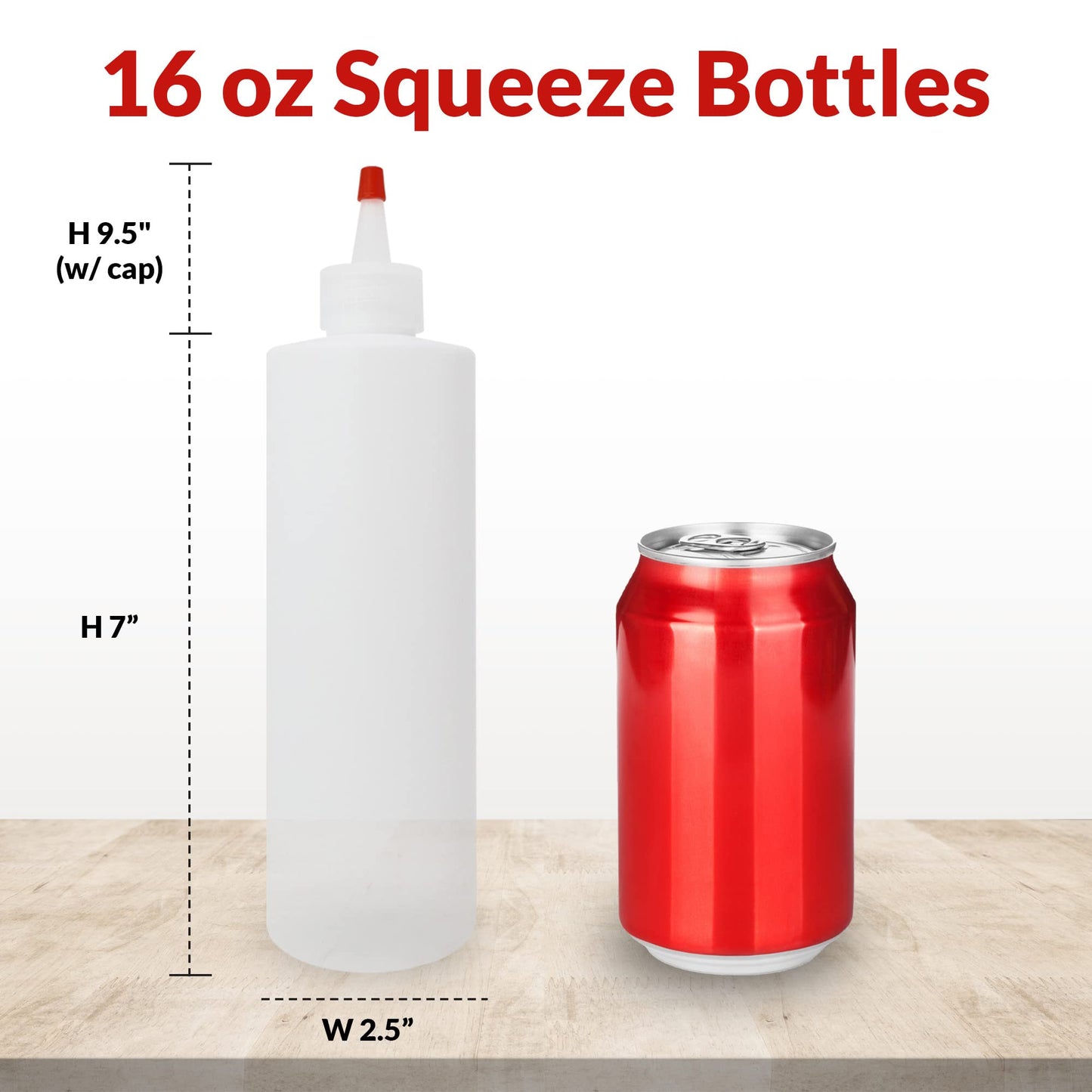 Reli. Quetschflaschen aus Kunststoff, 473 ml | 10er-Pack | Quetschflaschen für Soßen | Transparent mit roter Verschlusskappe | 473 ml für scharfe Soße, Ketchup, Würzmittel, Olivenöl, Klebstoff