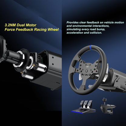 PXN Force Feedback PC-Rennlenkrad, abnehmbares 270/900 Grad V99 Lenkradsimulator mit Pedalen und Schalthebel für Windows-PC, PS4, Xbox One und Xbox Series X/S