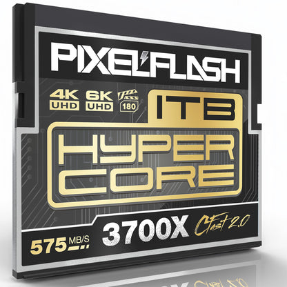 PixelFlash 1 TB CFast 2.0 Karte 3700X HyperCore 575 MB/s SATA3 VPG180, CFast-Karte für DSLR-Kameras, Video- und Fotokameras, laborgeprüft, zertifizierter Flash-Speicher, 1 TB, Modell 2025