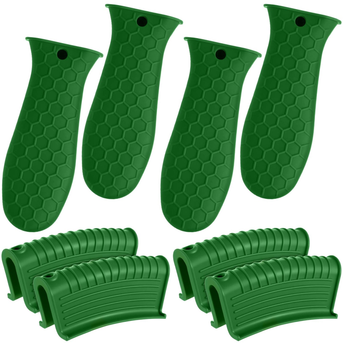 Patelai 8 Pcs Silicone Pot Holders Set Cast Iron Handle Cover Heat Resistant Pot Handle Covers Potholder Non Slip Reusable Pan Sleeve for Frying Pan Kitchen Supplies(Black)