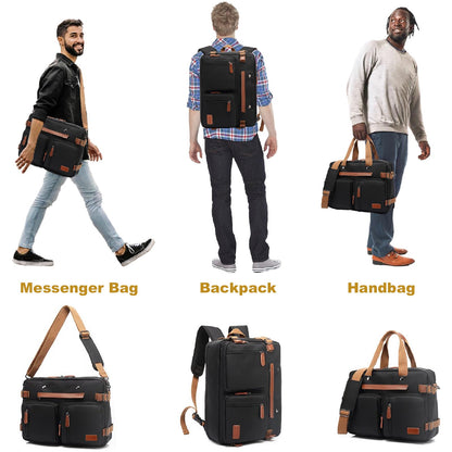 MOLNIA 3-in-1-Laptoptasche für Herren, 17,3-Zoll-Arbeitstasche für Herren, Laptop-Rucksack, Aktentasche, Umhängetasche, Computertasche für Laptops für Damen und Herren, Schwarz 