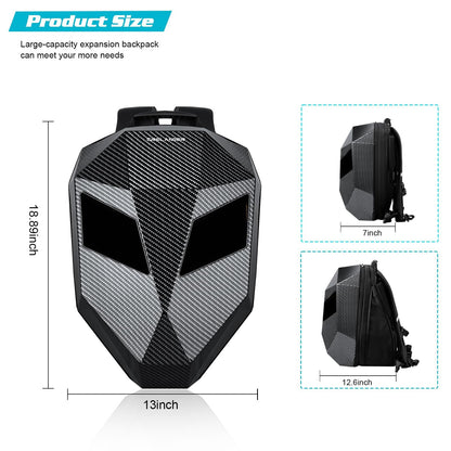 Crelander LED Knight Backpack, 19inch App Control Motorcycle Backpack with DIY Programmable Full Color Screen Waterproof Large Capacity Hard Shell Helmet Bag DIY Pixel Art Animation Laptop Daypack