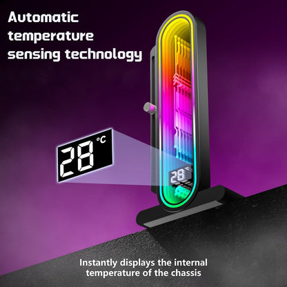 TGDGAMER ARGB GPU-Halterung mit Temperaturanzeige (Gehäusetemperatur), 5V 3-Pin Universal-GPU-Halterung, Grafikkartenhalterung mit Höhenverstellung, DY7-Schwarz
