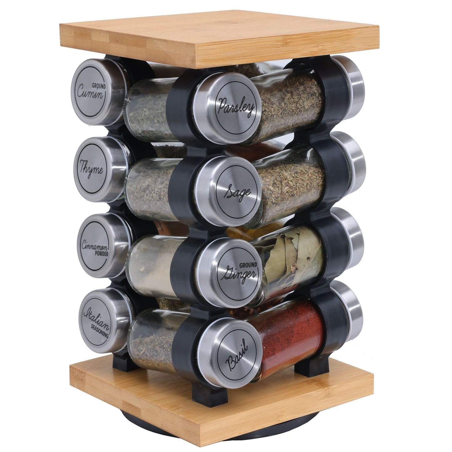 Orii 16-Jar Rotating Spice Rack with Spices Included - Pre-Filled Spice Racks with 5-Year Refill Program - Flavorful Spices