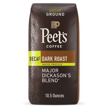 Peet's Coffee, Dark Roast Ground Coffee - Decaf Major Dickason's Blend 10.5 Ounce Bag