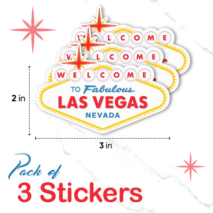 Sticky Expressions | (3 Stück) Willkommen im fabelhaften Las Vegas Aufkleber – Größe 7,6 x 5,1 cm – Stark haftend, langlebig, wetterfest. Perfekte Vegas-Aufkleber