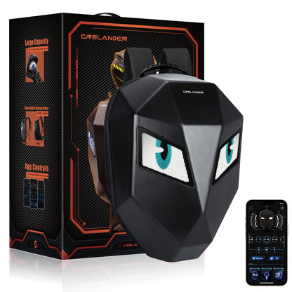 Crelander LED Knight Backpack, 19inch App Control Motorcycle Backpack with DIY Programmable Full Color Screen Waterproof Large Capacity Hard Shell Helmet Bag DIY Pixel Art Animation Laptop Daypack