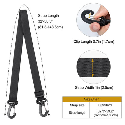 OneTigris Shoulder Straps Replacement Adjustable Strap for Briefcase Messenger Bag (2PC, Black)