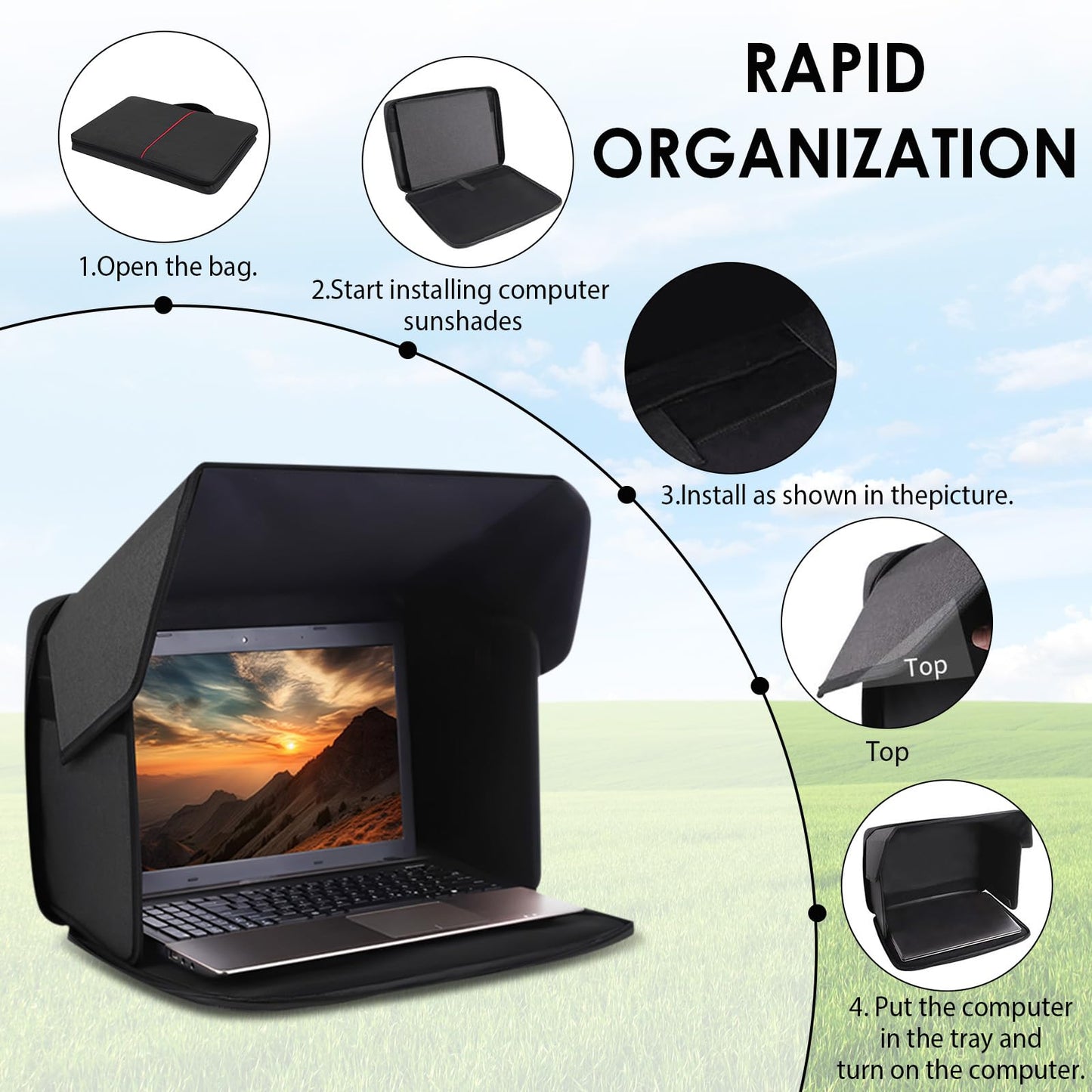 NAVASURE Laptop-Sonnenschutz für die Arbeit im Freien – Faltbarer Blendschutz und Sichtschutz für Outdoor-Arbeiter, Reisen und Camping – Passend für 15-16-Zoll-Laptops (Patent angemeldet)