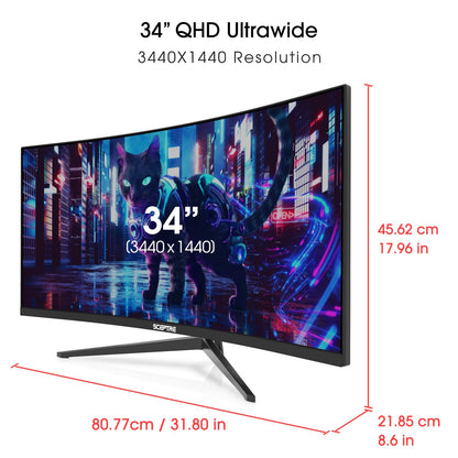 Sceptre 34-Inch Curved Ultrawide WQHD Monitor 3440 x 1440 R1500 up to 180Hz/165Hz DisplayPort x2 99% sRGB 1ms Picture by Picture, Build-in Speakers Machine Black 2025 (C345B-QUT168)
