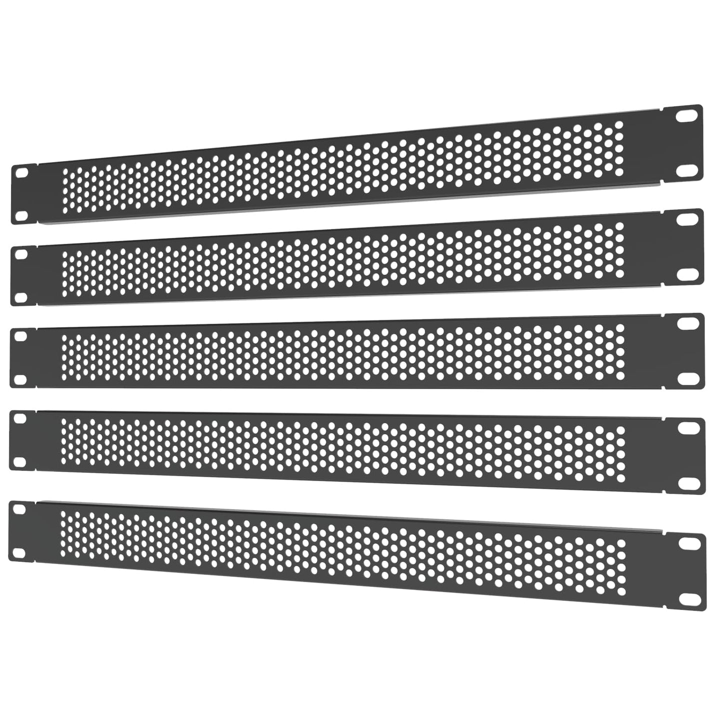 QiaoYoubang 5 Pack 1U Venting Blank Panel - Steel Blank Rack Mount Panel Spacer for 19in Server Rack Cabinet or Enclosure, Black (1UVBP5PC)
