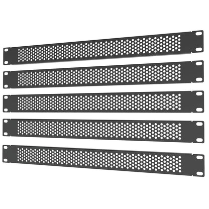 QiaoYoubang 5 Pack 1U Venting Blank Panel - Steel Blank Rack Mount Panel Spacer for 19in Server Rack Cabinet or Enclosure, Black (1UVBP5PC)