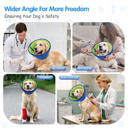 Soft Dog Cone Collar Alternative - Adjustable Comfy Cones for Large/Medium/Small Dogs to Stop Licking After Surgery, Comfortable Fabric Elizabethan Collars, Head Cone of Shame for Neuter Recovery - L