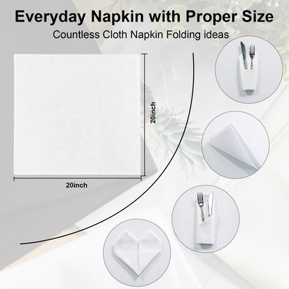 OTR ORVETEX Weihnachts-Stoffservietten, weiß, 50 x 50 cm, waschbare Polyester-Servietten mit gesäumten Kanten für Abendessen, Weihnachten, Hochzeiten, Bankette und Tischdekoration (Weiß, 24er-Packung)