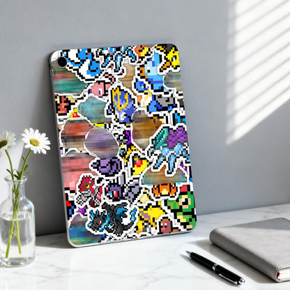 Pounchi Retro Pixel Anime-Sticker (50 Stück, groß) Ästhetische Cartoon-PVC-Sticker, Geschenke für Laptop, Wasserflasche, Skateboard, Partyzubehör, Dekorationen für Teenager