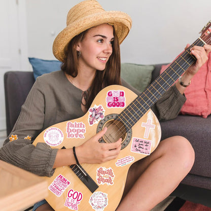 55 pinkfarbene christliche Aufkleber mit inspirierenden Bibelversen, wasserfest, ideal für Wasserflaschen, Laptops, Tagebücher und als Geschenk für Erwachsene und Frauen.