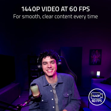Razer Kiyo V2 X Streaming-Webcam: 1440p 60 FPS – Autofokus – Integriertes Mikrofon – Weitwinkelobjektiv – Integrierter Sichtschutz – Kompatibel mit OBS, XSplit, Streamlabs, Discord, Zoom und Teams – Schwarz