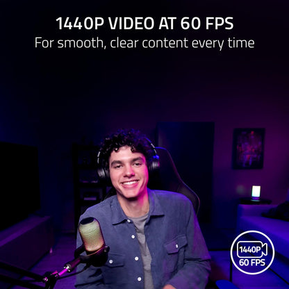 Razer Kiyo V2 X Streaming-Webcam: 1440p 60 FPS – Autofokus – Integriertes Mikrofon – Weitwinkelobjektiv – Integrierter Sichtschutz – Kompatibel mit OBS, XSplit, Streamlabs, Discord, Zoom und Teams – Schwarz