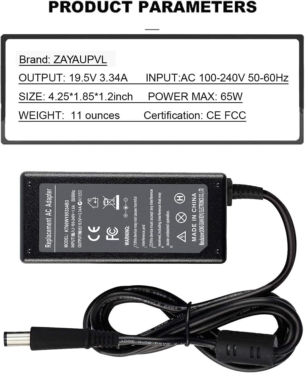 65W 7.4mm Tip Replacement AC Adapter for Dell Latitude 3190 7470 5580 7280 LA65NS2-01 E5570 E7450 E6430 E6410 E6440 E7440 E7470 E5440 E5470 E7240 Laptop Power Supply Cord