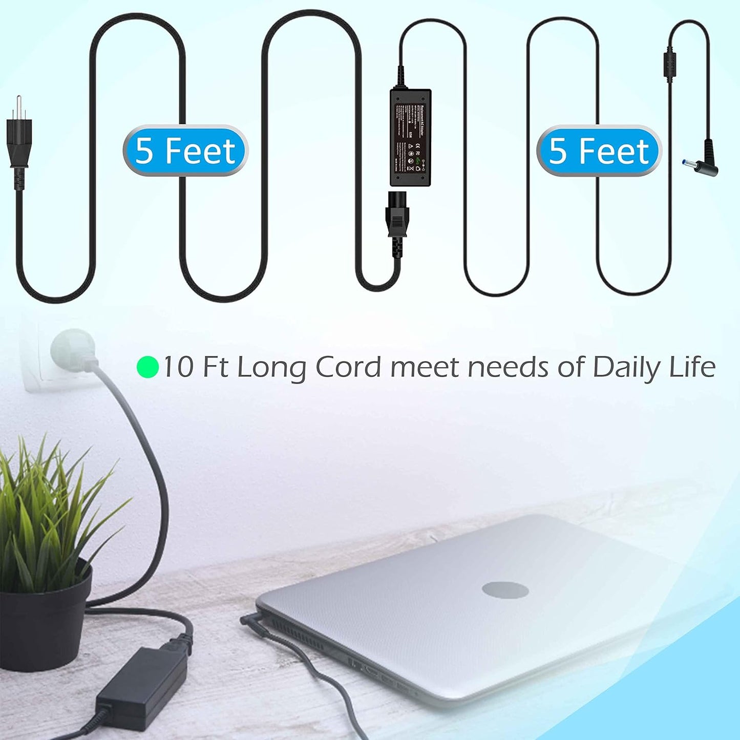 65W AC Adapter Laptop Charger Compatible with HP Envy 13 15 17 15t 15m 17m X360 15-1039wm 15-1033wm 15-1010dx 15-w237cl 15-w110nr 15-ee1093cl 15m-eu0033dx 17m-ch0013dx Power Supply Cord