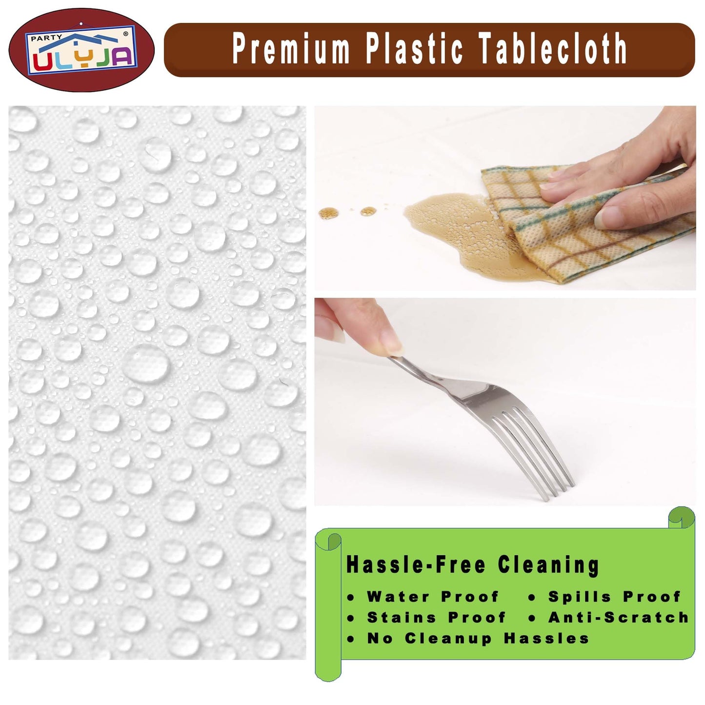 PARTY ULYJA Burgunderrote Tischdecken aus Kunststoff, 3er-Pack, Premium, 54 Zoll x 108 Zoll, Einweg-Tischdecken, Dekorative Tischdecken für rechteckige Tische