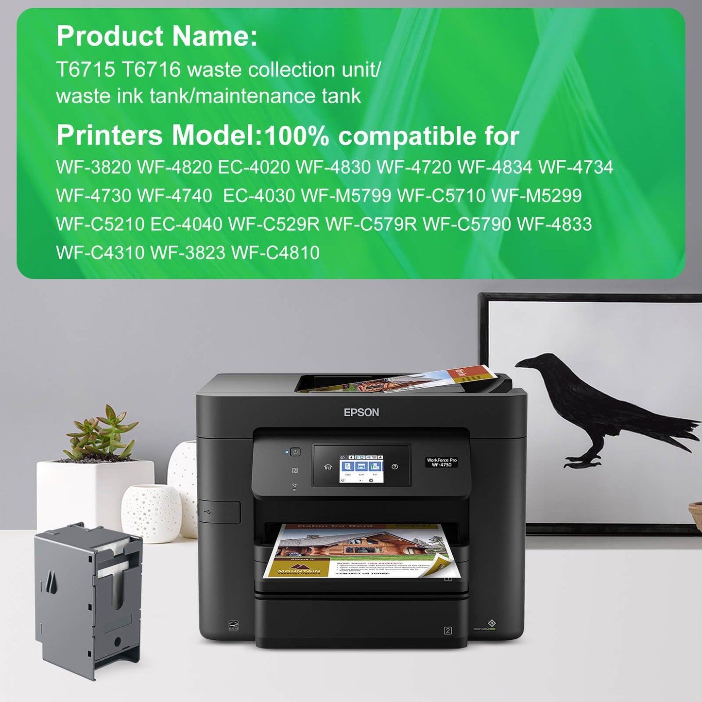 OFFICENTER T6715 T6716 ​​Tintenwartungsbox für Workforce Pro WF-3820 WF-4820 EC-4020 WF-4830 WF-4720 WF-4834 WF-4734 WF-4730 WF-4740 ET-8700 EC-4030 WF-M5799 WF-C5710 WF-M5299 WF-C5290 Drucker