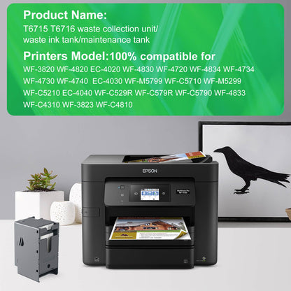 OFFICENTER T6715 T6716 ​​Tintenwartungsbox für Workforce Pro WF-3820 WF-4820 EC-4020 WF-4830 WF-4720 WF-4834 WF-4734 WF-4730 WF-4740 ET-8700 EC-4030 WF-M5799 WF-C5710 WF-M5299 WF-C5290 Drucker