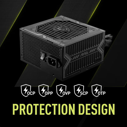 MSI MAG A750BE, Semi-Modular Compact 750W ATX Power Supply, 80+ Bronze, Low-Noise Fan, Active PFC Design, 5 Year Warranty