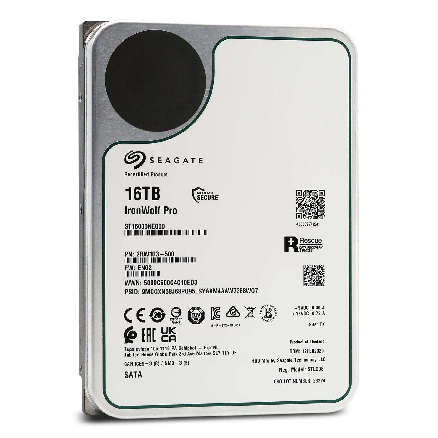 Seagate IronWolf Pro 16 TB NAS – 3,5 Zoll SATA 6 Gbit/s 7200 U/min 256 MB Cache für RAID-Netzwerkspeicher (ST16000NE000) (Generalüberholt) Interne Festplatte