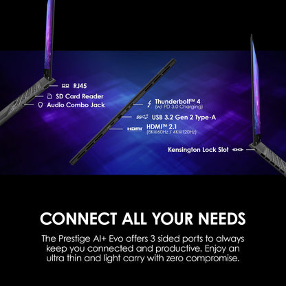MSI Prestige 16 AI+ Evo 16" UHD+ OLED Laptop: Intel Ultra 7-258V, Intel Arc Graphics, 32 GB DDR5, 2 TB NVMe SSD, HDMI, Wi-Fi 7, Windows 11 Pro: Stellar Gray B2VMG-058US