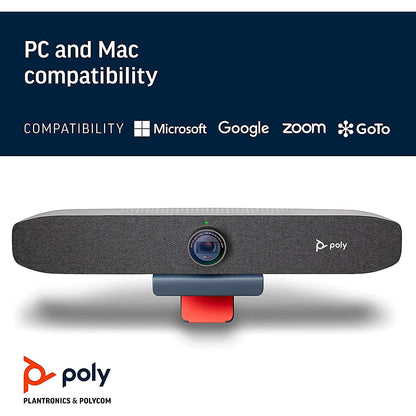 Poly Studio P5 Professionelle Webcam (Plantronics) – 1080p HD Laptop-Kamera für Videokonferenzen und Fernunterricht – Monitor- und Stativhalterung – Sichtschutzblende – Kompatibel mit Teams (zertifiziert), Zoom (zertifiziert) 