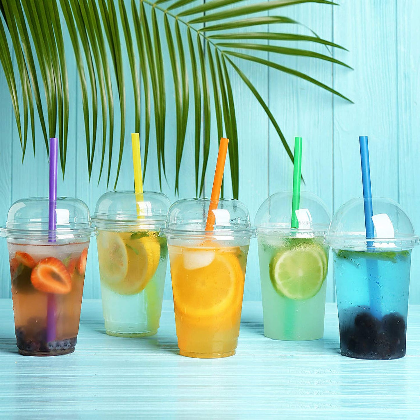 RENYIH 100 Stück Smoothie Boba einzeln verpackte Strohhalme, Jumbo große Einweg-Trinkhalme aus Kunststoff für Bubble Tea und Milchshakes, bunt (0,43 Zoll breit x 8,2 Zoll lang)