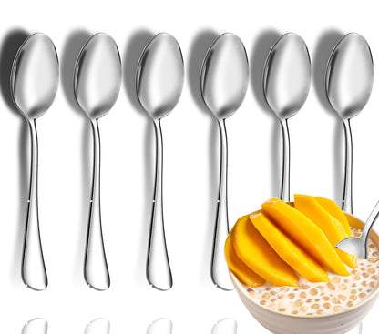 Teaspoon Set,6 Piece 6.7" Spoons Silverware, Premium Food Grade 18/10 Stainless Steel Tea Spoons, Metal Dessert Spoon, Durable Kitchen Spoon Set, Mirror Finish & Dishwasher Safe