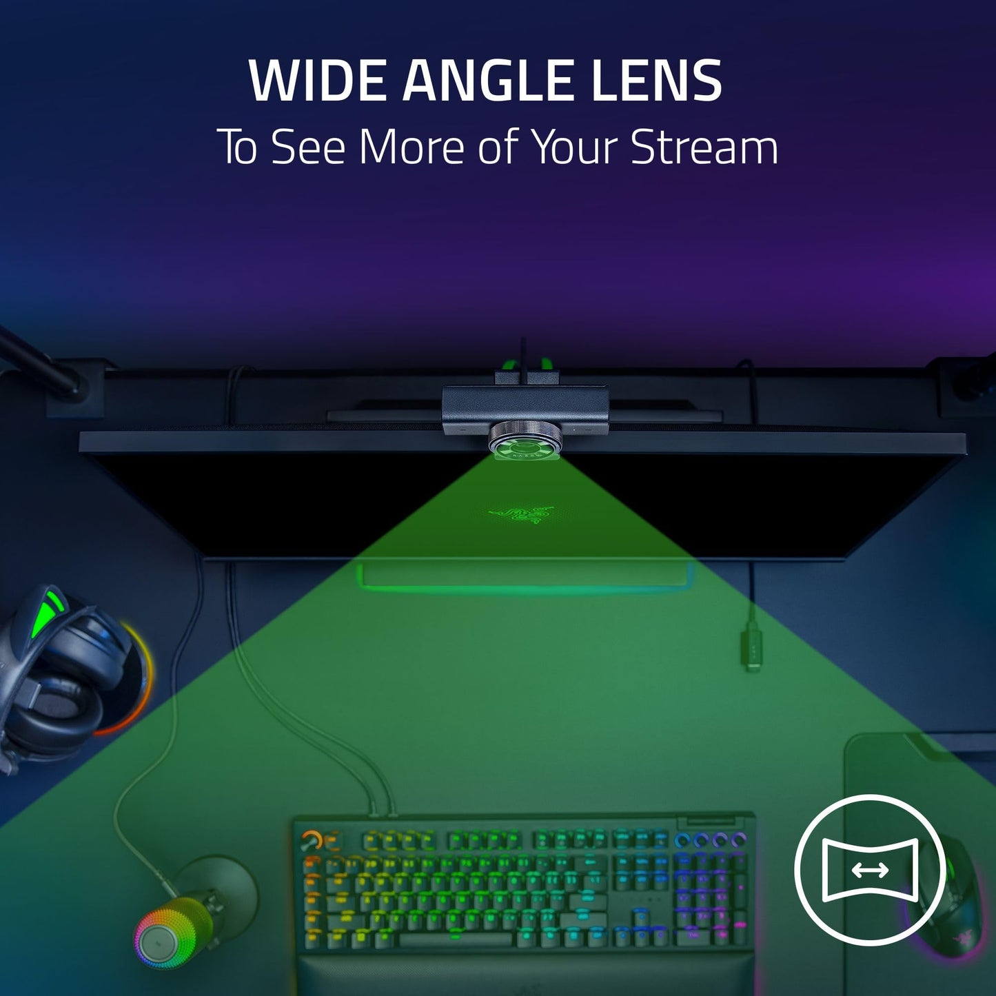 Razer Kiyo V2 X Streaming-Webcam: 1440p 60 FPS – Autofokus – Integriertes Mikrofon – Weitwinkelobjektiv – Integrierter Sichtschutz – Kompatibel mit OBS, XSplit, Streamlabs, Discord, Zoom und Teams – Schwarz