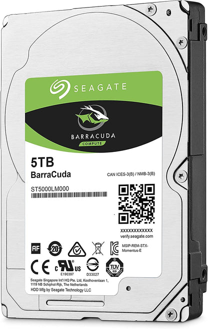 Seagate BarraCuda Interne Festplatte 5 TB SATA 6 Gbit/s 128 MB Cache 2,5 Zoll 15 mm (ST5000LM000) (Generalüberholt)