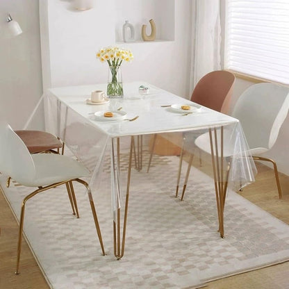 Pioggia Transparente Tischdeckenschutzhülle, rechteckig, wasserdicht, ölabweisend, abwischbare PVC-Tischdecke für den Innen- und Außenbereich (transparent, 60 x 84 Zoll)