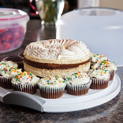 Sterilite Tortenheber, runder Servierbehälter, weiß