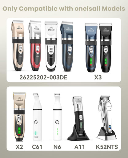 oneisall Geräuscharmes Ersatz-Ladekabel für Hundehaarschneidemaschinen 26225202-003DE/P2/X3/X2/C61/N6/A11/K52NTS