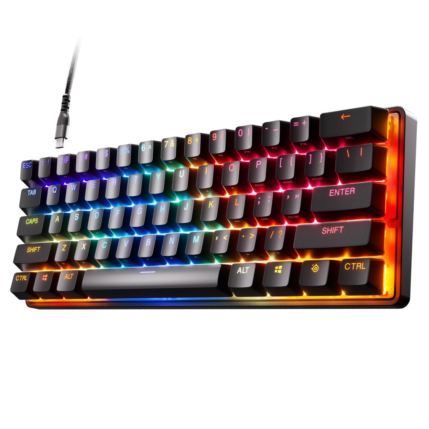 SteelSeries Apex Pro Mini Mechanical Gaming Keyboard - World’s Fastest Keyboard - Adjustable Actuation - Compact 60% Form Factor - RGB - PBT Keycaps - USB-C (Renewed)