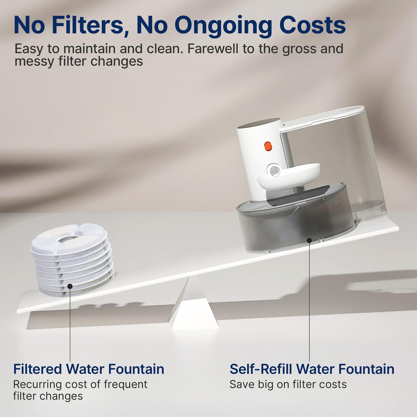 Potaroma Intelligenter, kabelloser Trinkbrunnen für Haustiere, ohne Filter, 3,5 l Fassungsvermögen, wiederaufladbarer automatischer Wasserspender für Katzen und kleine Hunde, Abwassertrennung für stets frisches Wasser