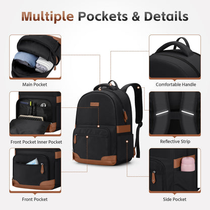 RealCool Laptop-Rucksack, 31 Liter, Reiserucksack, Geschenk für Damen und Herren, passend für Laptops bis 15,6–17 Zoll, wasserabweisender College-Rucksack, für Schule und Geschäftsreisen (Schwarz)