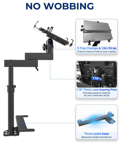 SPIRRELAB LKW-Laptophalterung, passend für Chevy Silverado, Tahoe und GMC Sierra (Baujahre 2019–2025), bohrfreie Montage, integrierter Lüfter, verstellbarer LKW-Computerständer