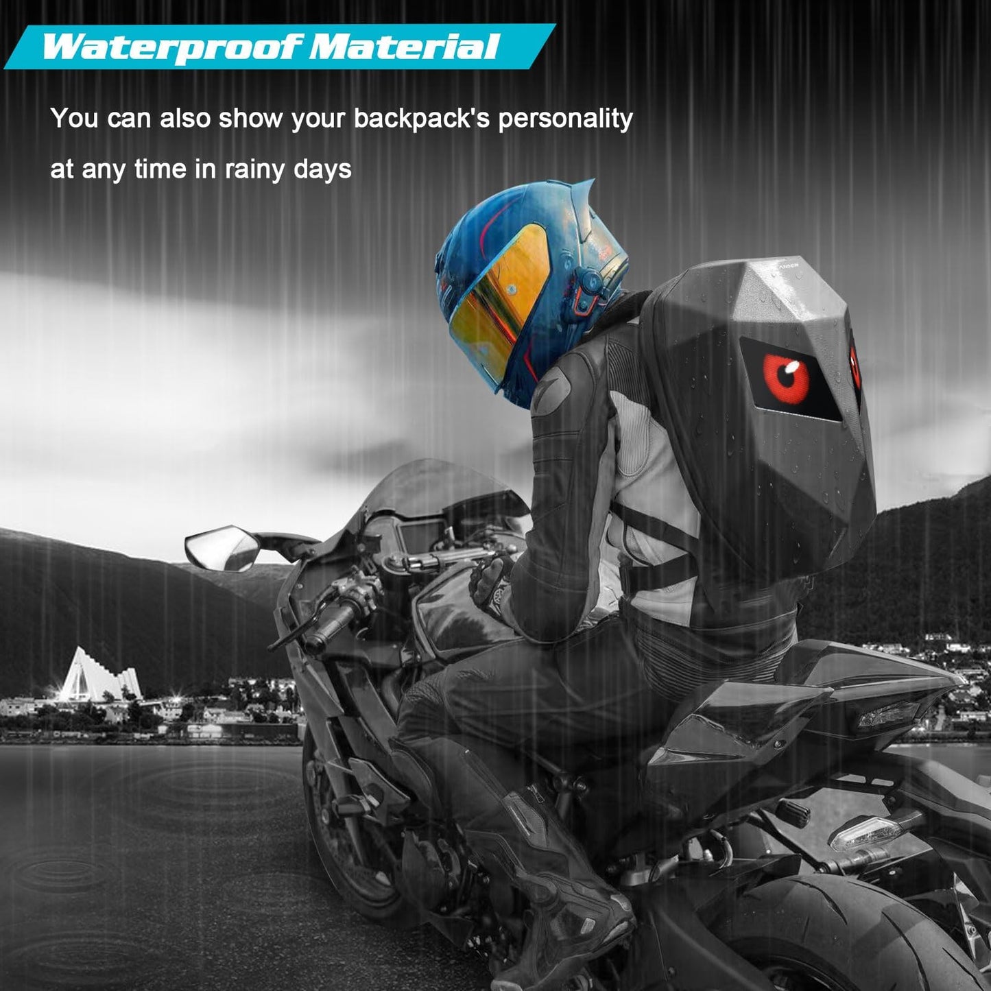 Crelander LED Knight Backpack, 19inch App Control Motorcycle Backpack with DIY Programmable Full Color Screen Waterproof Large Capacity Hard Shell Helmet Bag DIY Pixel Art Animation Laptop Daypack