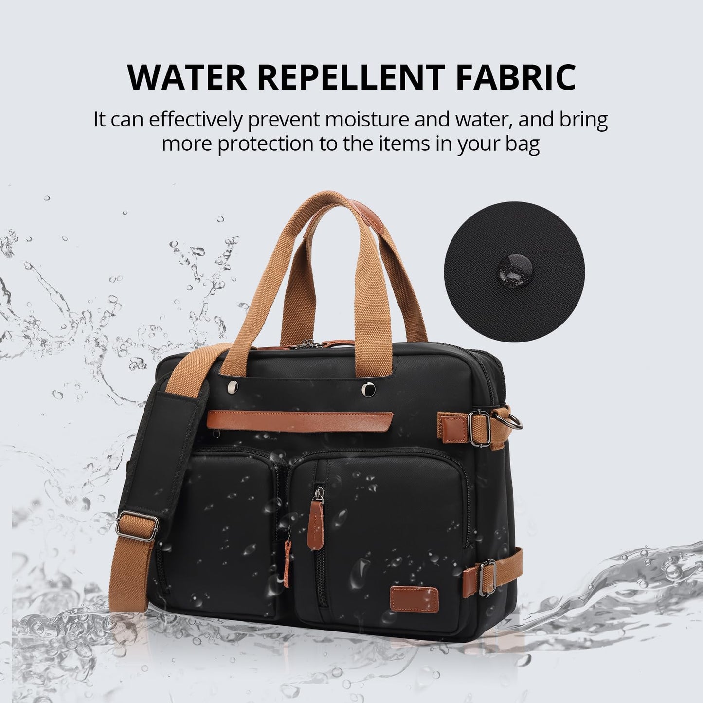 MOLNIA 3-in-1-Laptoptasche für Herren, 17,3-Zoll-Arbeitstasche für Herren, Laptop-Rucksack, Aktentasche, Umhängetasche, Computertasche für Laptops für Damen und Herren, Schwarz 