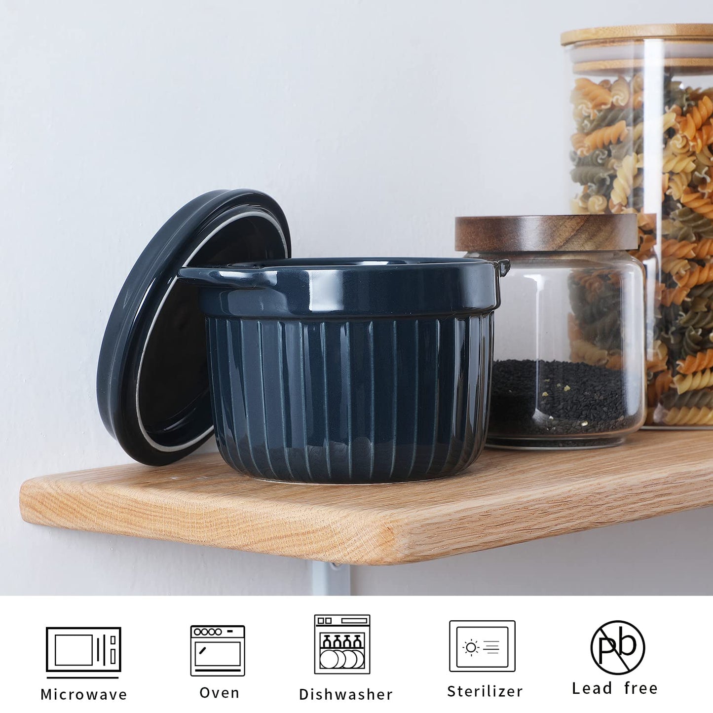 ONTUBE Keramik-Aufbewahrungsbehälter für Speckfett mit Sieb, Frittieröl-Aufbewahrungsdose, Türkis 