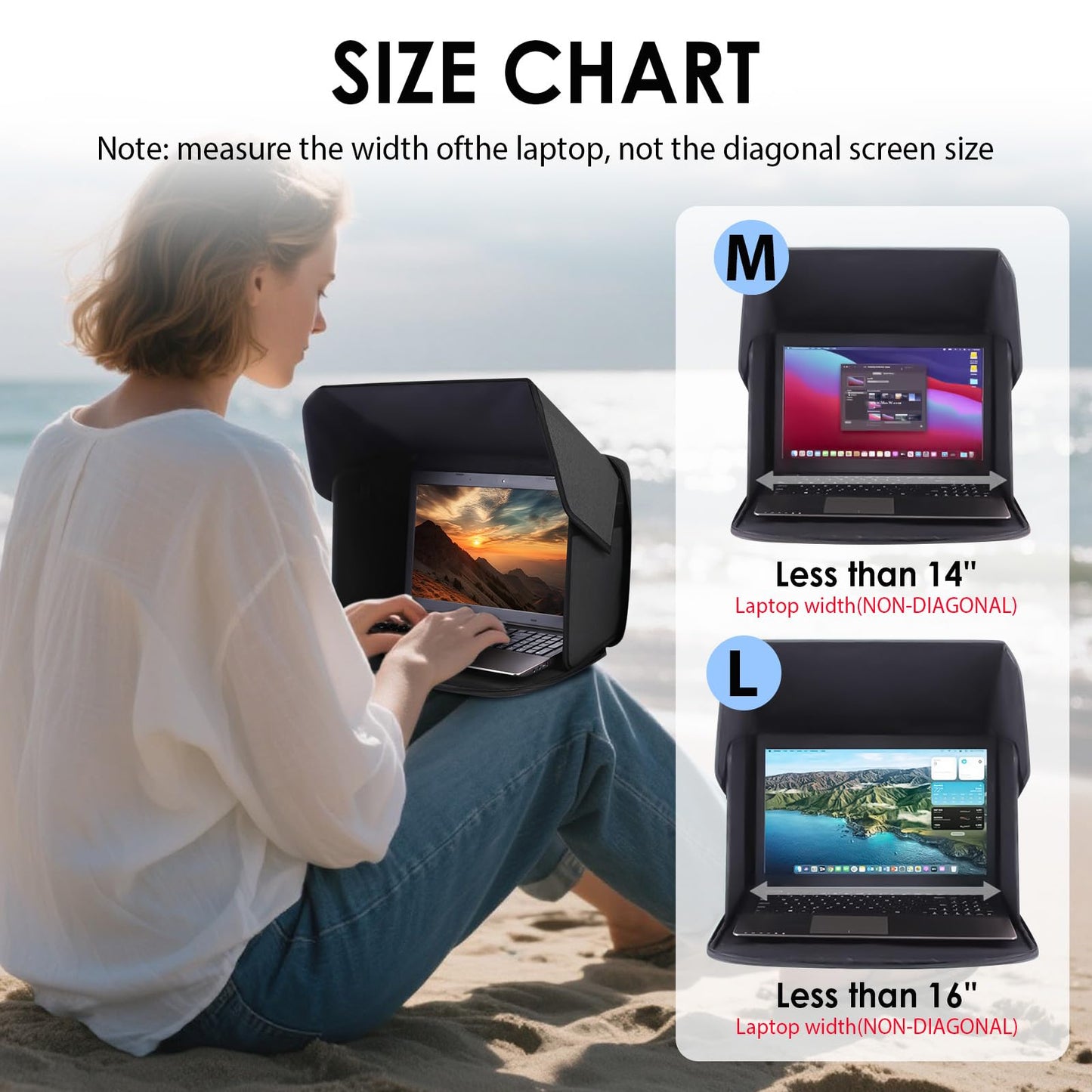 NAVASURE Laptop-Sonnenschutz für die Arbeit im Freien – Faltbarer Blendschutz und Sichtschutz für Outdoor-Arbeiter, Reisen und Camping – Passend für 15-16-Zoll-Laptops (Patent angemeldet)