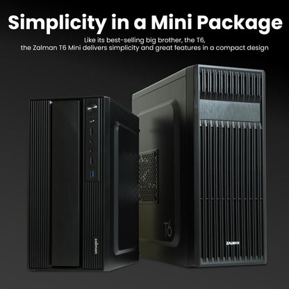 Zalman T6 MINI Kompaktes M-ATX-PC-Gehäuse, Micro-ATX Mini-ITX SFF SFX HTPC Small Form Factor Computer Chassis, USB 3.0, 1 x 80-mm-Lüfter vorinstalliert, platzsparender Mini-Tower-Büro-PC