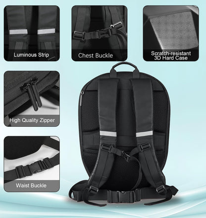 Crelander LED Knight Backpack, 19inch App Control Motorcycle Backpack with DIY Programmable Full Color Screen Waterproof Large Capacity Hard Shell Helmet Bag DIY Pixel Art Animation Laptop Daypack