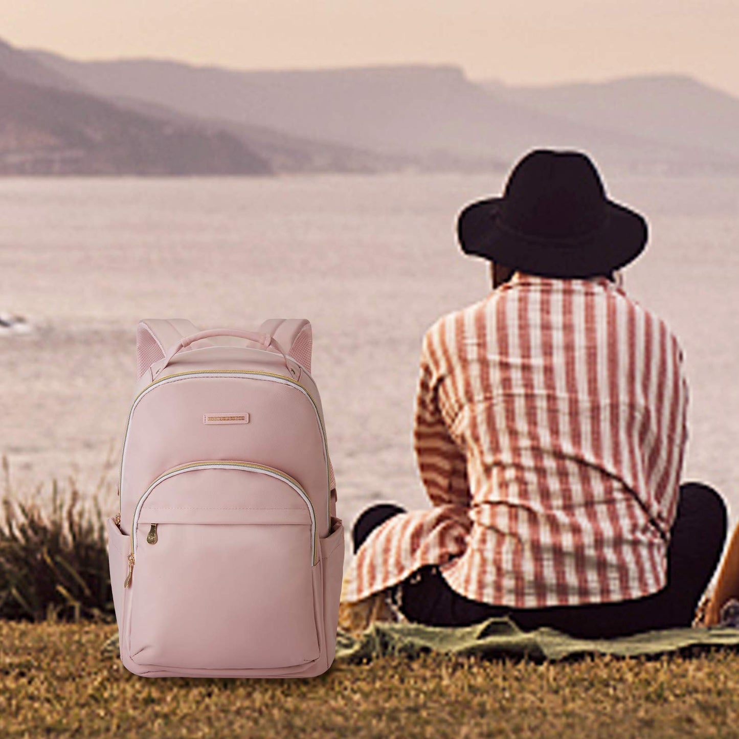 LIGHT FLIGHT Laptop-Rucksack für Damen, Reiserucksack für 17,3-Zoll-Laptops, ideal für Arbeit, Reisen und Uni, Größe L, Pink 