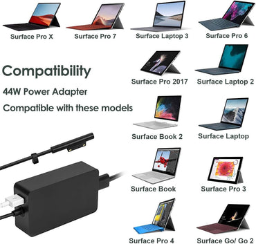Surface-Ladegerät, 44-W-Netzteil für Microsoft Surface Pro 3/4/5/6/7, Surface Laptop, Surface Book, Surface Go, Surface Laptop Go, mit 1,9 m langem Netzkabel 